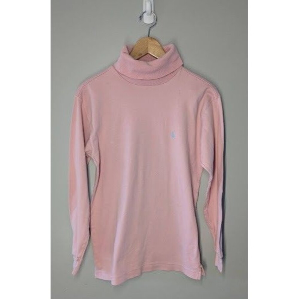 Vintage 90s Ralph Lauren Long Sleeve Turtleneck Medium Pony Logo PInk